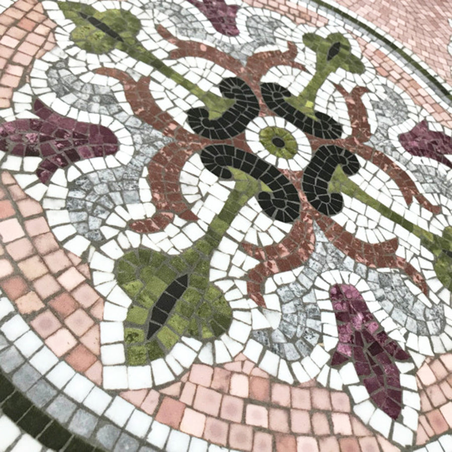 KOZIEL / Pink vinyl mosaic rug Flora / R003-96X60