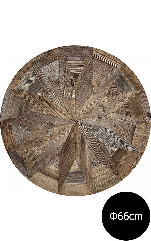 KOZIEL / Antic wooden rosace vinyl round rug Rosa / R010-66X66
