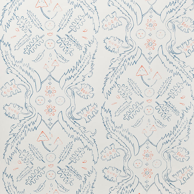 Thatcher / Salad Days / Navy and Red on Cream