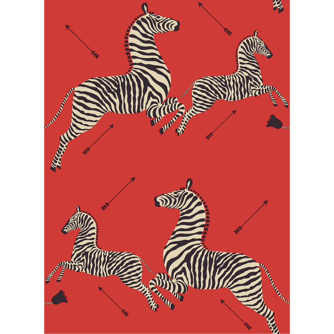 はがせる シール 壁紙 NU WALLPAPER / Masai Red Zebra Safari Scalamandre / SCS3869