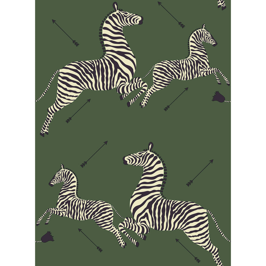 はがせる シール 壁紙 NU WALLPAPER / Serengeti Green Zebra Safari Scalamandre / SCS3871