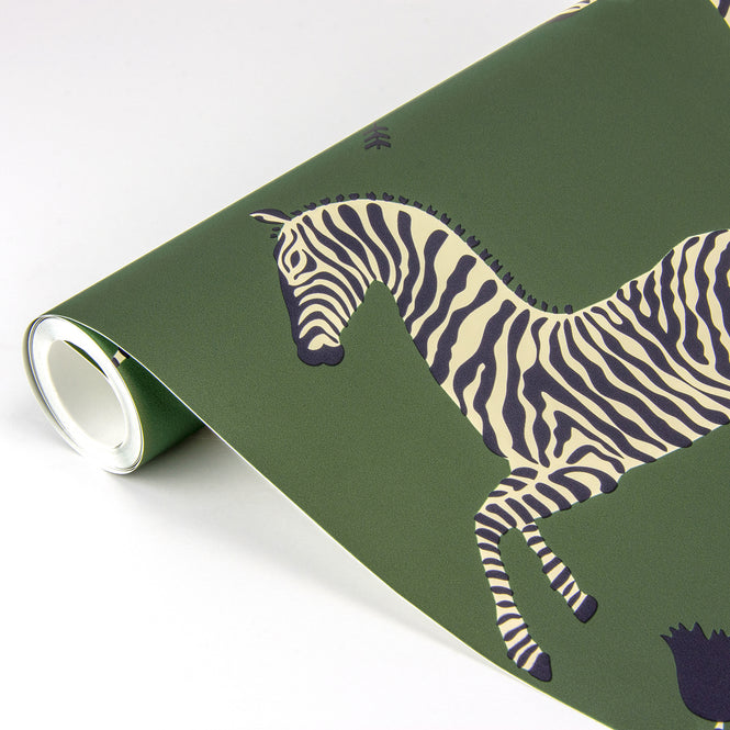 【限定数】はがせる シール 壁紙 NU WALLPAPER / Serengeti Green Zebra Safari Scalamandre / SCS3871