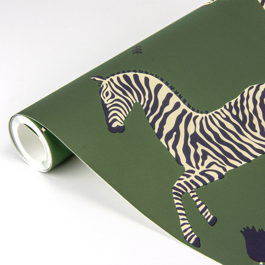 はがせる シール 壁紙 NU WALLPAPER / Serengeti Green Zebra Safari 