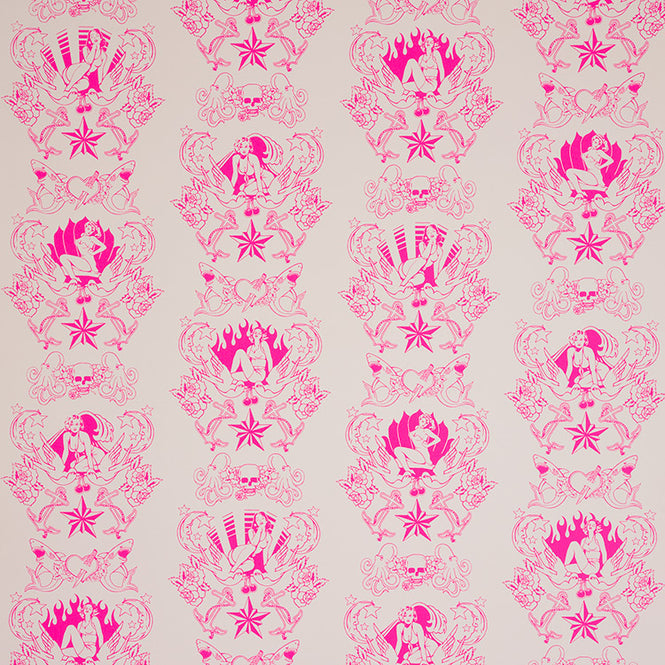 Flavor Paper SHORE LEAVE / Electric Raspberry On Blush Clay Coated paper