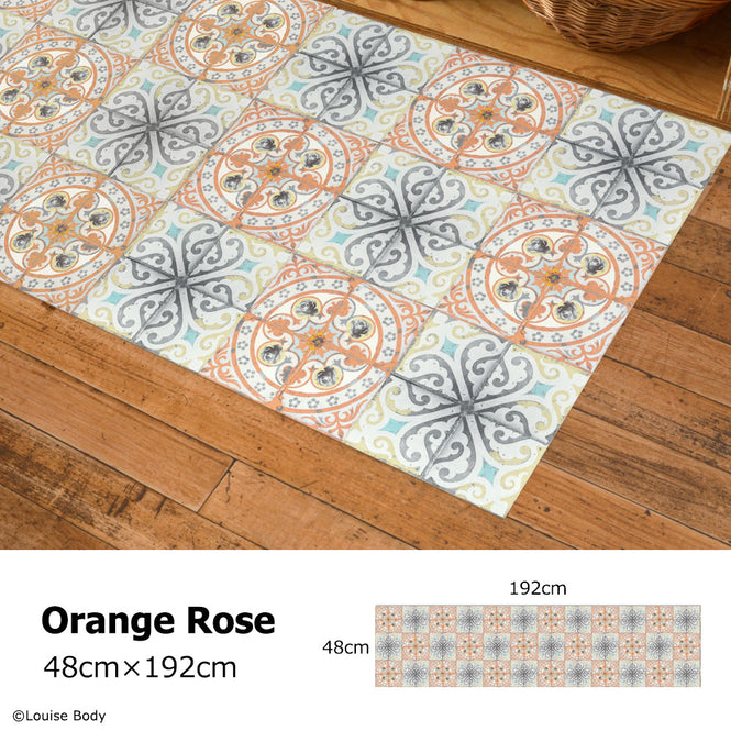 拭ける キッチンマット【Sheete me!】Louise Body / Orange Rose(192cm×48cm)
