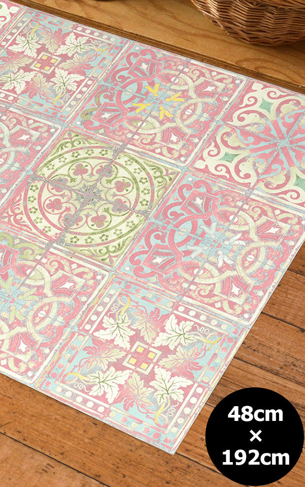 拭ける キッチンマット【Sheete me!】Louise Body / Patchwork Pink(192cm×48cm)