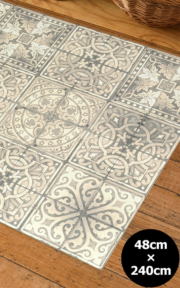 拭ける キッチンマット【Sheete me!】Louise Body / Patchwork Tea(240cm×48cm)
