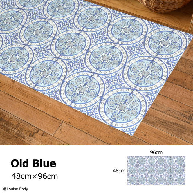 拭ける キッチンマット【Sheete me!】Louise Body / Old Blue(96cm×48cm)
