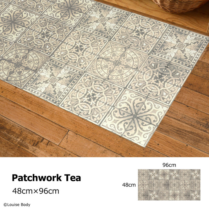 拭ける キッチンマット【Sheete me!】Louise Body / Patchwork Tea(96cm×48cm)