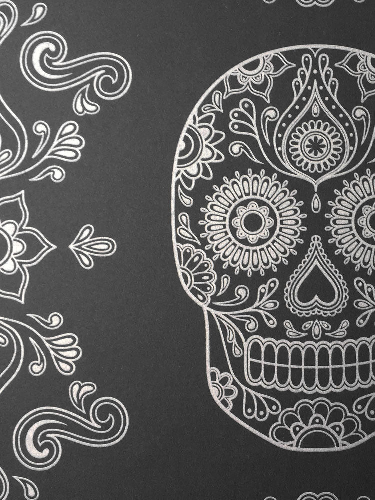 【限定数】Anatomy Boutique / Day of the Dead Sugar Skull Wallpaper Grey & Silver