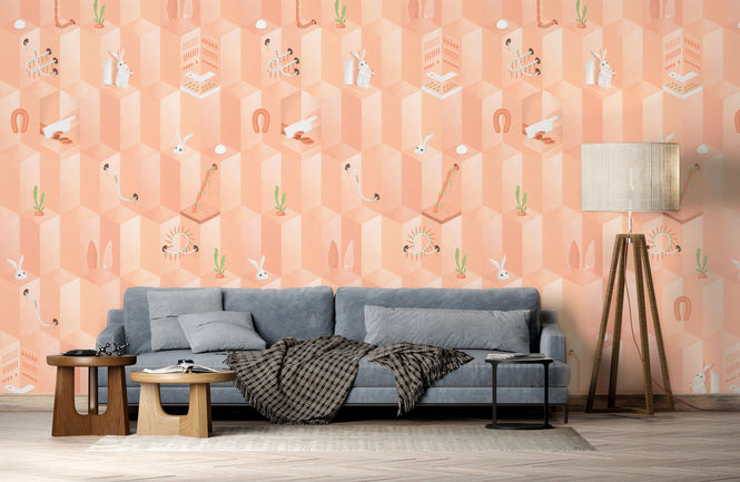 NLXL PINK CARROT WALLPAPER BY SUZAN HIJINK / SUZ-01