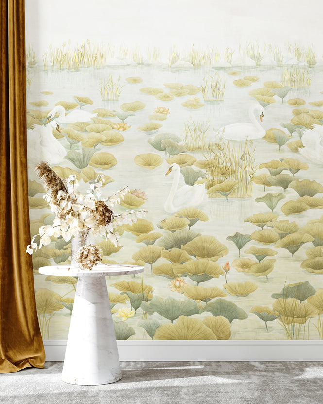 Sian Zeng / Swan Lake Mural Wallpaper / Green SwanGreen 【3パネル1セット】