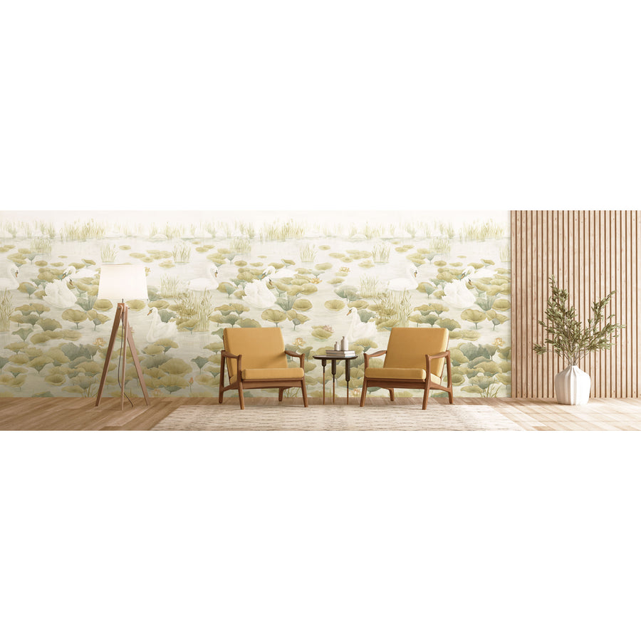 Sian Zeng / Swan Lake Mural Wallpaper / Green SwanGreen 【3パネル1セット】