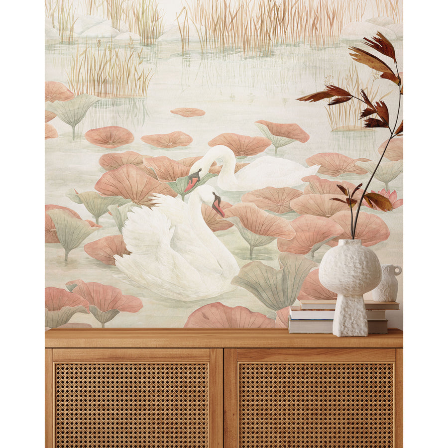 Sian Zeng / Swan Lake Mural Wallpaper / Terracotta SwanTerracotta 【3パネル1セット】