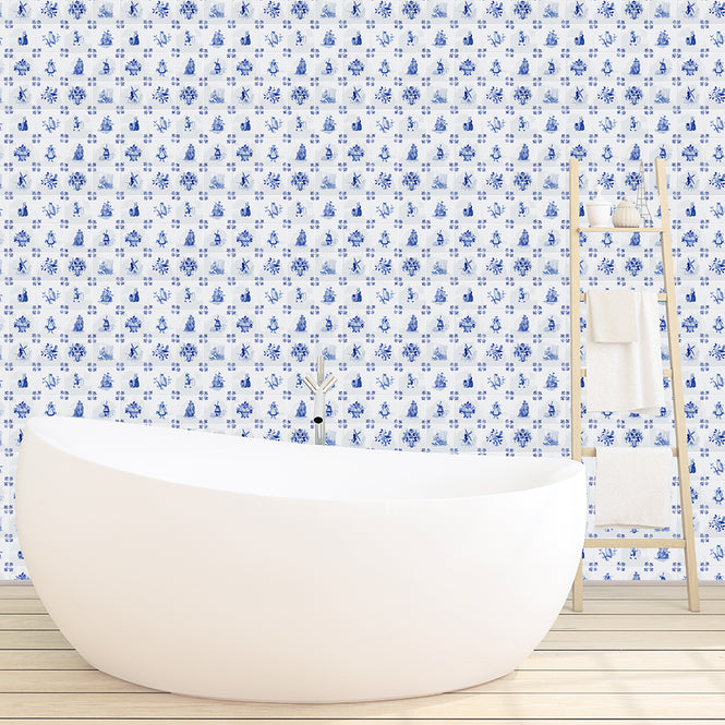 【限定数】【切売m単位】Royal Delft by Nicolette Mayer ロイヤル・デルフト / Royal Delft Tile Play