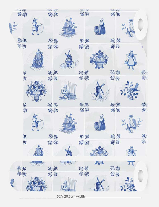 【限定数】【切売m単位】Royal Delft by Nicolette Mayer ロイヤル・デルフト / Royal Delft Tile Play