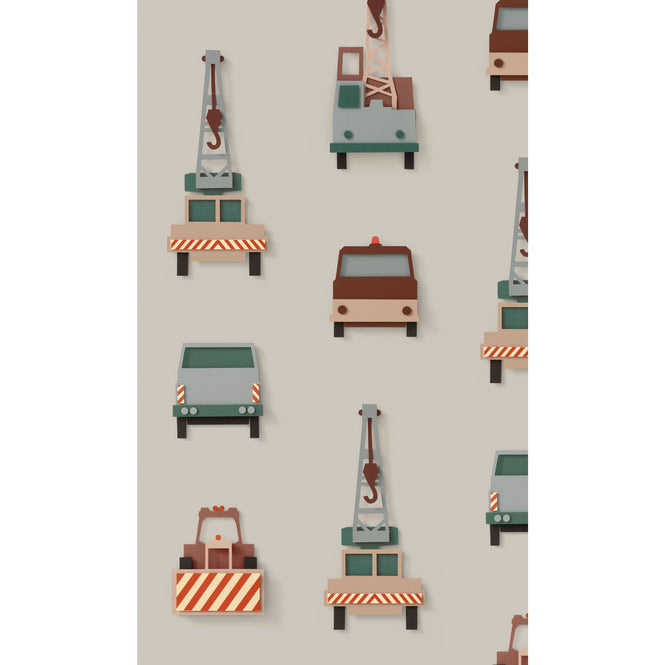 studio ditte / Crane truck wallpaper / light grey【2パネル1セット】