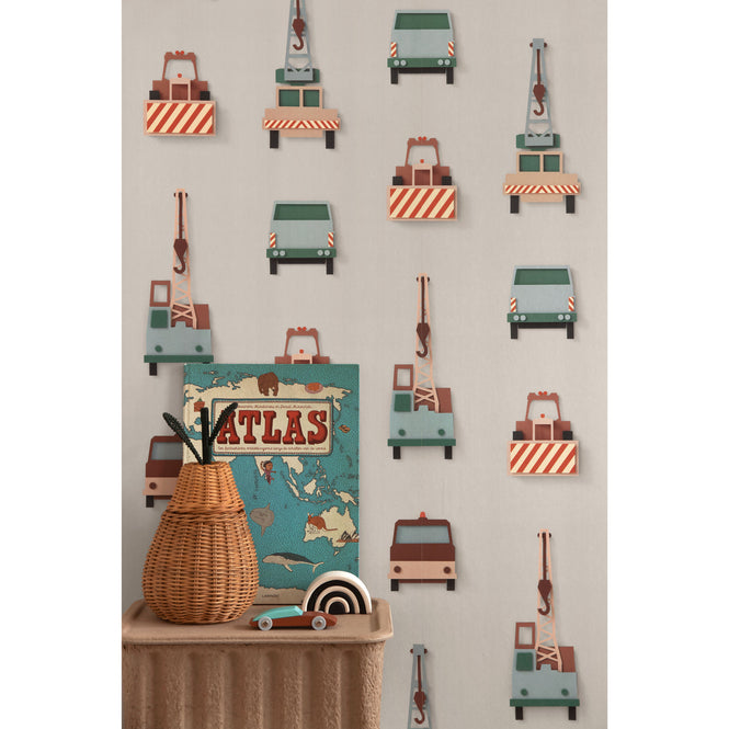 studio ditte / Crane truck wallpaper / light grey【2パネル1セット】