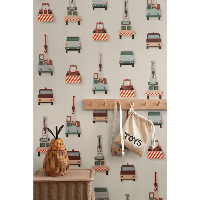studio ditte / Crane truck wallpaper / light grey【2パネル1セット】