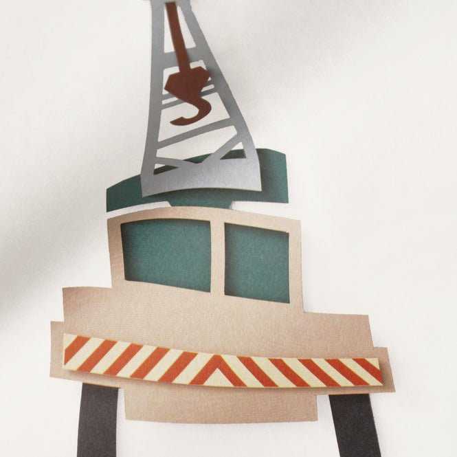 studio ditte / Crane truck wallpaper / white【2パネル1セット】