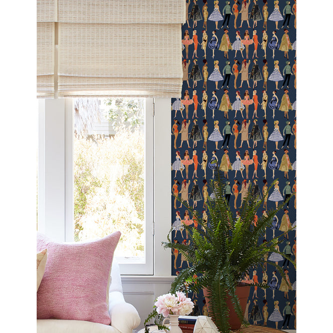 はがせる シール壁紙 wallshoppe / Barbie x wallshoppe / Vintage Illustration Navy