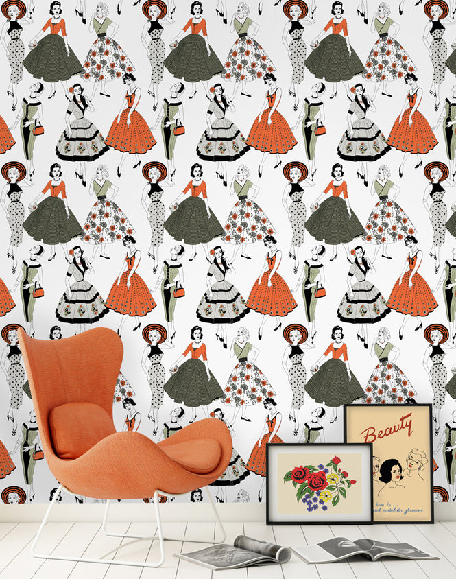 Dupenny Vintage Dress Wallpaper Colour