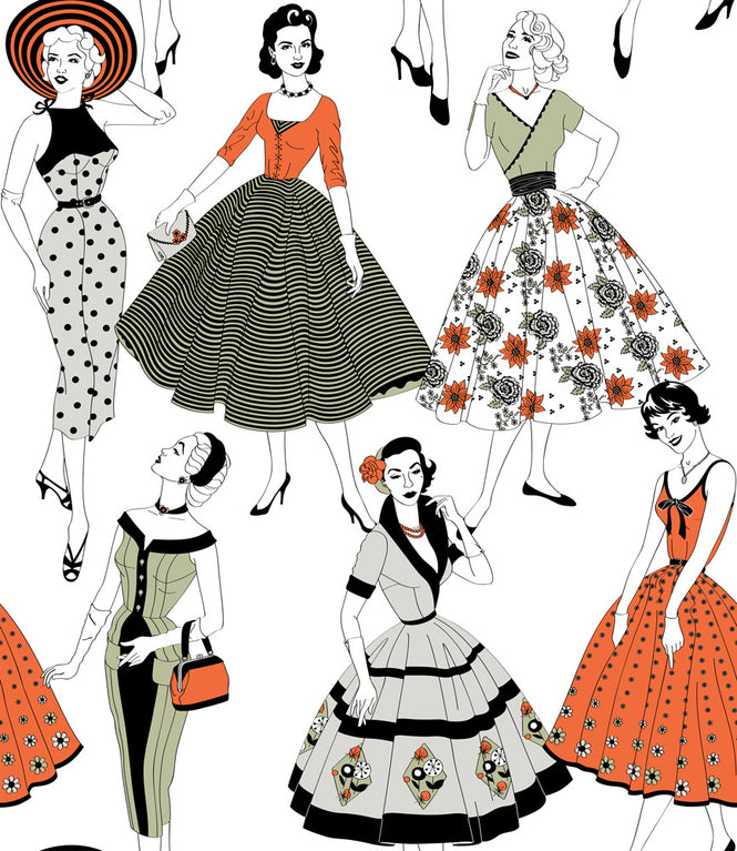 Dupenny Vintage Dress Wallpaper Colour