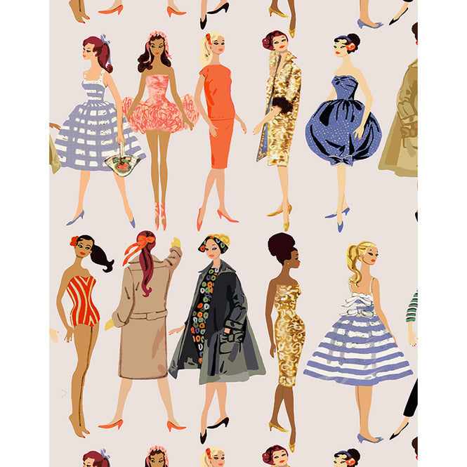 はがせる シール壁紙 wallshoppe / Barbie x wallshoppe / Vintage Illustration Oyster