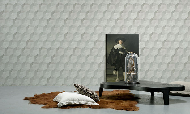 NLXL MONOCHROME WALLPAPER HEXA CERAMICS WALLPAPER BY STUDIO RODERICK VOS VOS-01