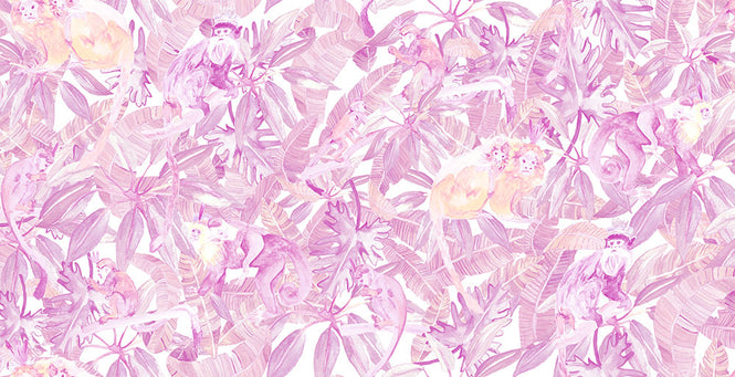 KARIOKAS / TRIBU Light pink and Orange Monkeys WallP-TRIB-LightPink-05