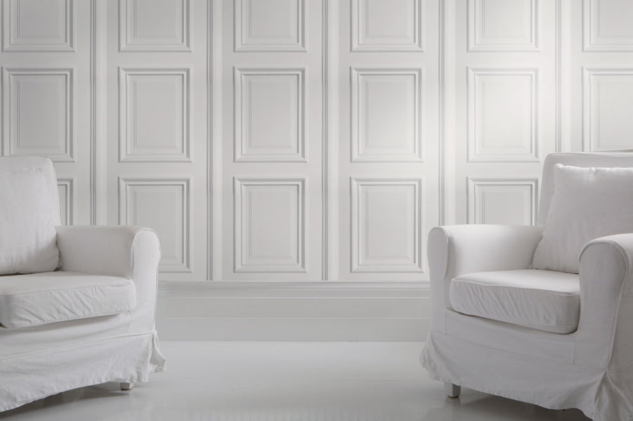mineheart / White Panelling Wallpaper WAL/006