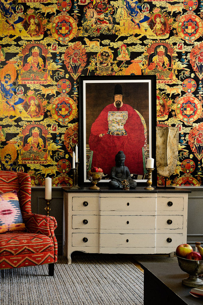 MINDTHEGAP / THE HOME OF AN ECCENTRIC MAN /TIBETAN TAPESTRY Metallic Edition WP20450