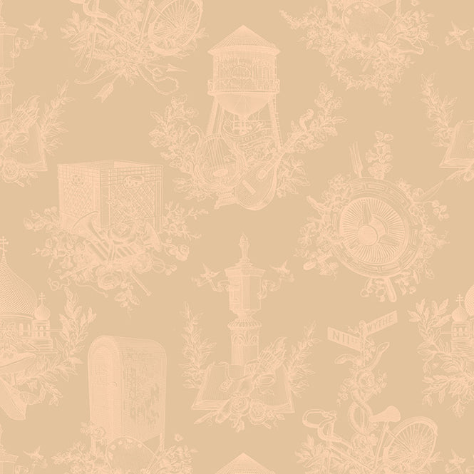 Flavor Paper Wythe Toile / Creampuff On Oatmeal Clay Coated paper