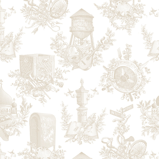 Flavor Paper Wythe Toile / Sand On Ivory Clay Coated paper